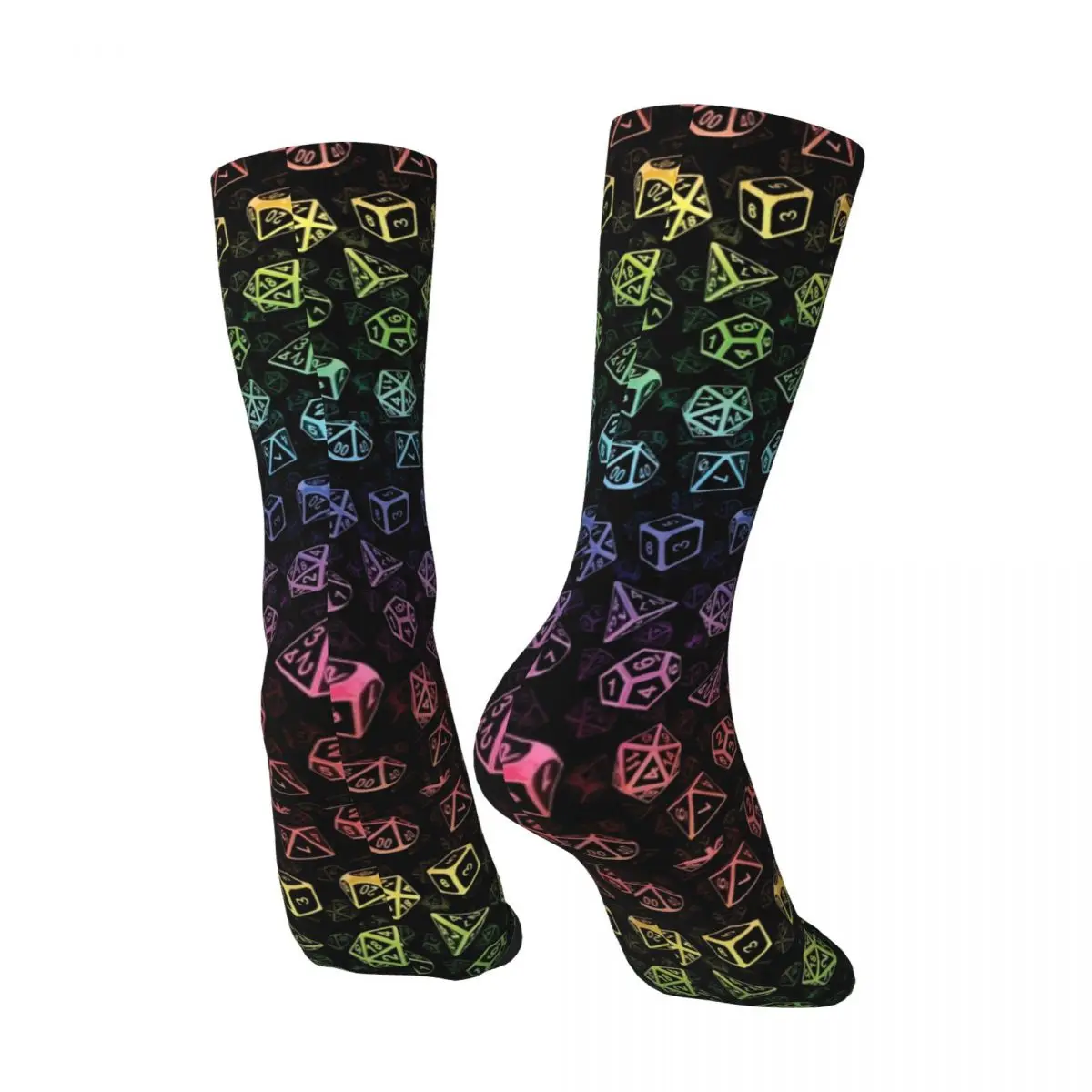 D20 Dice Set Socks Pattern Rainbow Kawaii Stockings Autumn Anti Slip Ladies Socks Warm Soft Graphic Skateboard Socks