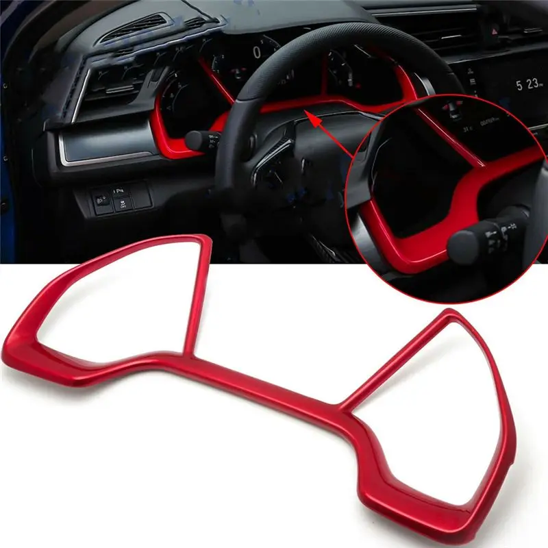 NEW HOT In Stock-1 Piece Inner Dashboard Trims Car Inner Dashboard Accessories ABS Red For Honda Civic 2016-2019 10Th