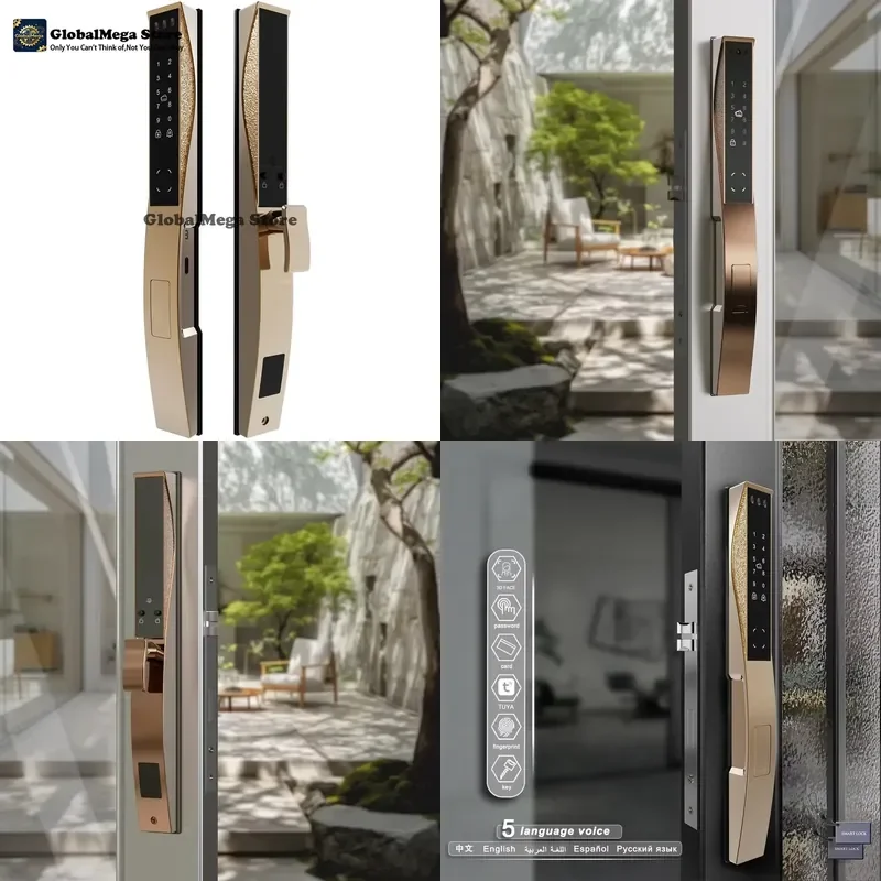 Multilingual System Rose Gold Wifi Biometric 3D Face Recognition Smart Fingerprint Password Key Card Digital