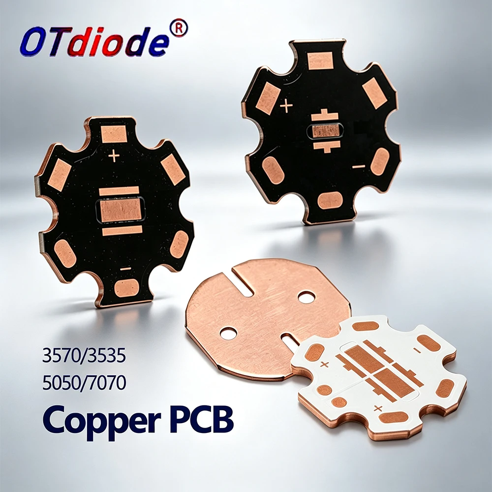 1-10PCS 20mm Black/White Oil Copper PCB Board 3535 LED XPE XPG2 5050 XML2 T6 XHP50 3570 SMD Chip Star/Square Copper Heatsink PCB