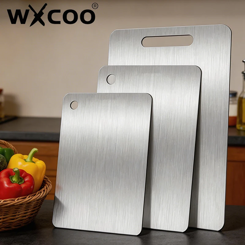 WXCOO Stainless Steel Panel and Chopping Board Kitchen Household Thickened Double Sided Cutting Board Block Kneading Dough Board