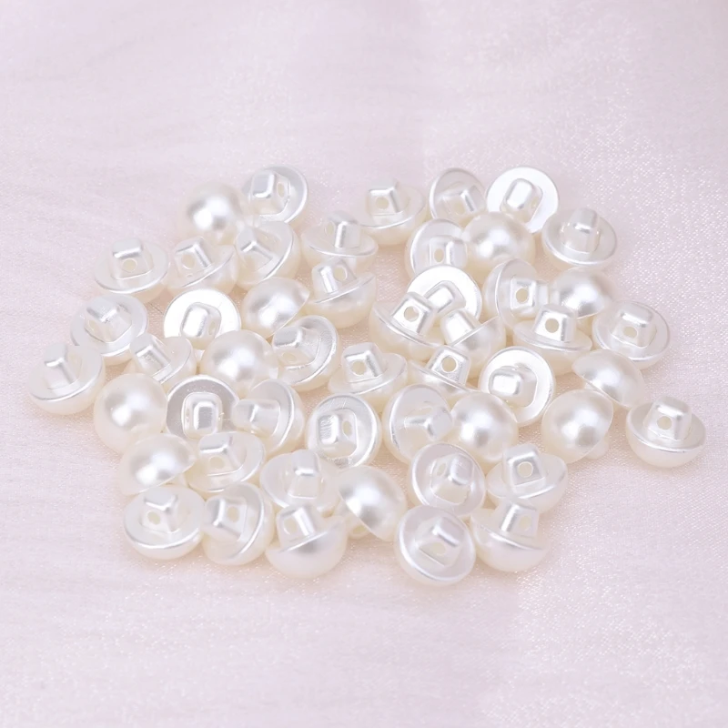 Faux Pearl Buttons Fit for Sewing Scrapbook, Backhole Sewing Crafts, 10mm, 11mm, 5mm, 50Pcs