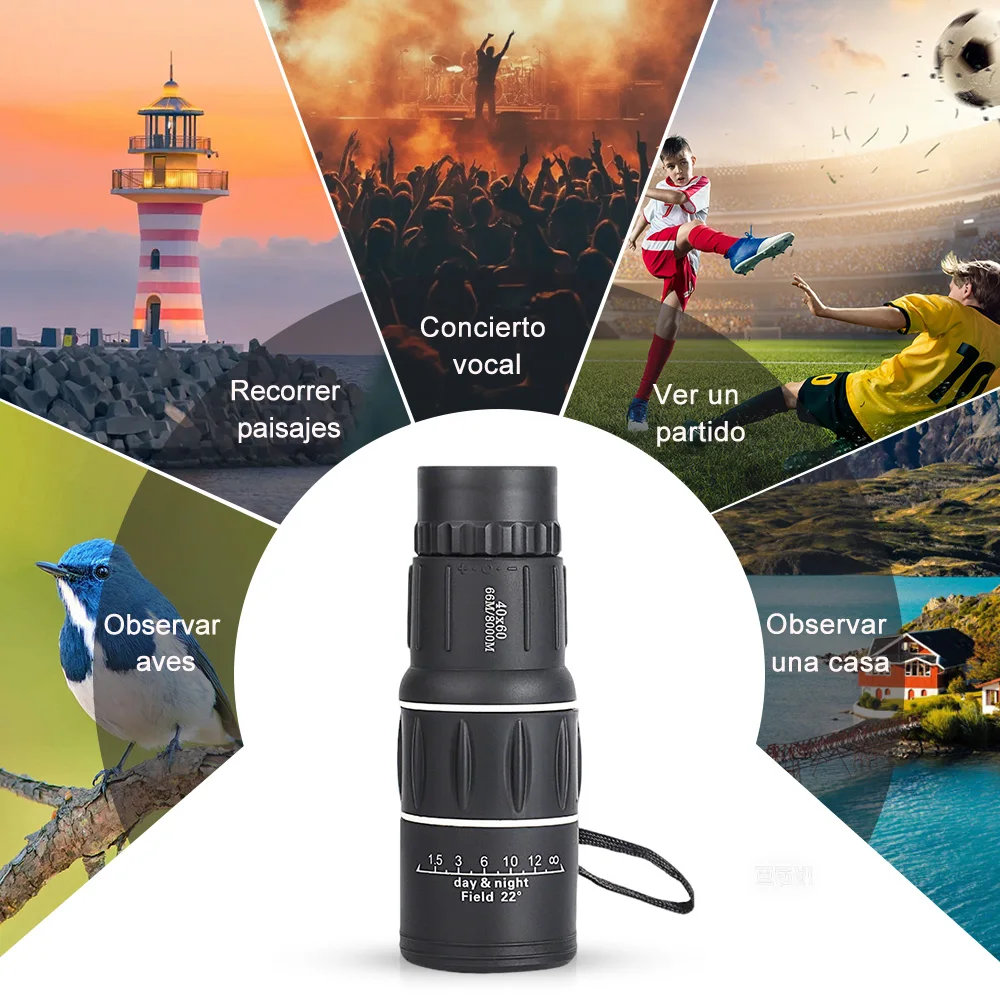 

16x52 HD Portable Monocular Dual Focus 66/8000M Optics Zoom Telescope Bak4 Prism Compact Scope for Adults Kids Camping