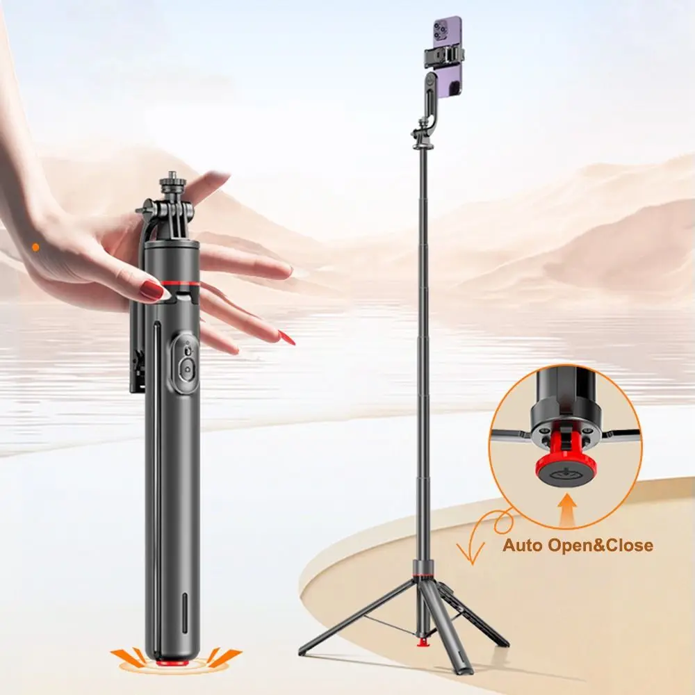 Auto Pop Open Selfie Stick Tripod 360° Rotation Remote Bounce Selfie Stick Extendable Universal Phone Tripod Stand Travel