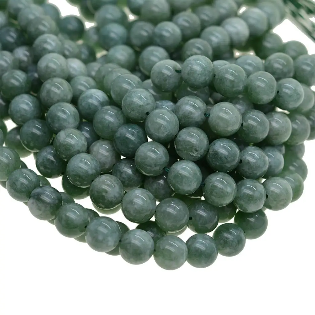 Natural Malay Jade Round Spacer Beads Jewelry Beads for DIY Making Necklace Bracelet Jewelry Material for Women and Men
