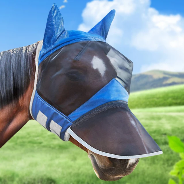 Anti-Mosquito Horse Full Face Protection Anti-Worms Mesh Mask with Nasal Cover Horse Face Mask Horse Riding Equestrian Equipment 2