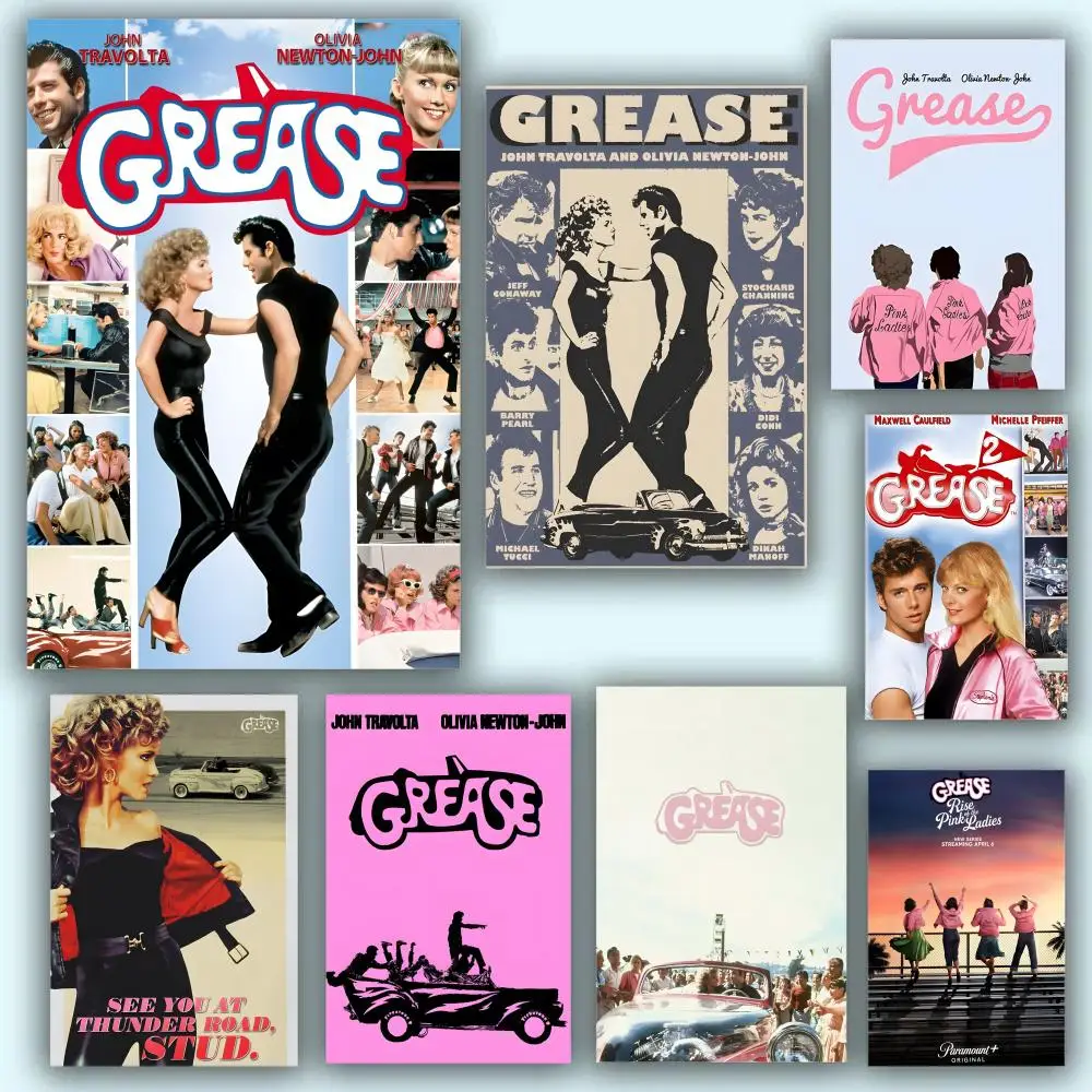 GREASE-Vintage Movie Print Art Canvas Poster HD Anime Hot Theme Singer/OST/Movie-Waterproof Self-Stick Home Decor