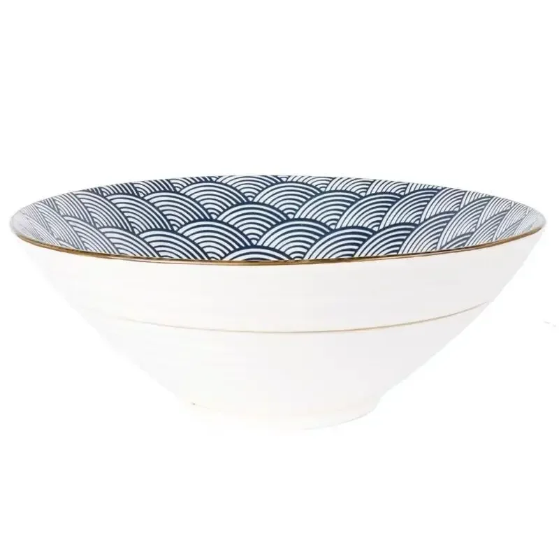 Japanese Ceramic Tableware, 8-inch Dobin Bowl, Flared Rim Ramen Soup Bowl, Creative and Stylish Underglaze Design