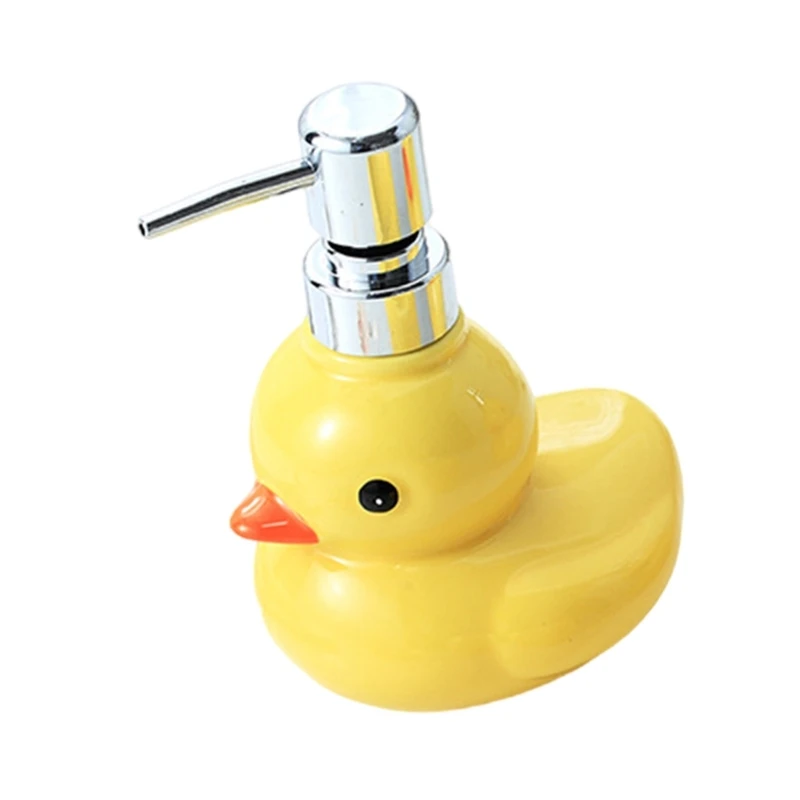 Ceramic Yellow Duck Foaming Soap Dispensers Sanitizers Pump Bottles for Toiletries,Leakproof Dispensers for Kids Drop Shipping