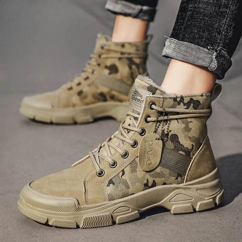 Platform Booties Winter Shoes Man Waterproof Ankle Snow Boots for Men Thick Plush Fashion Fleece Outdoor Hiking High Quality Fur image 3