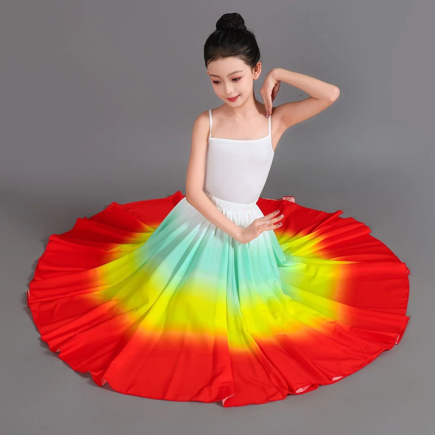 Nuove Gonne da Ballo per Ragazze, Flamenco, Danza Aperta 180-720, Gonna Sfumata per Esibizioni Classiche e Allenamento