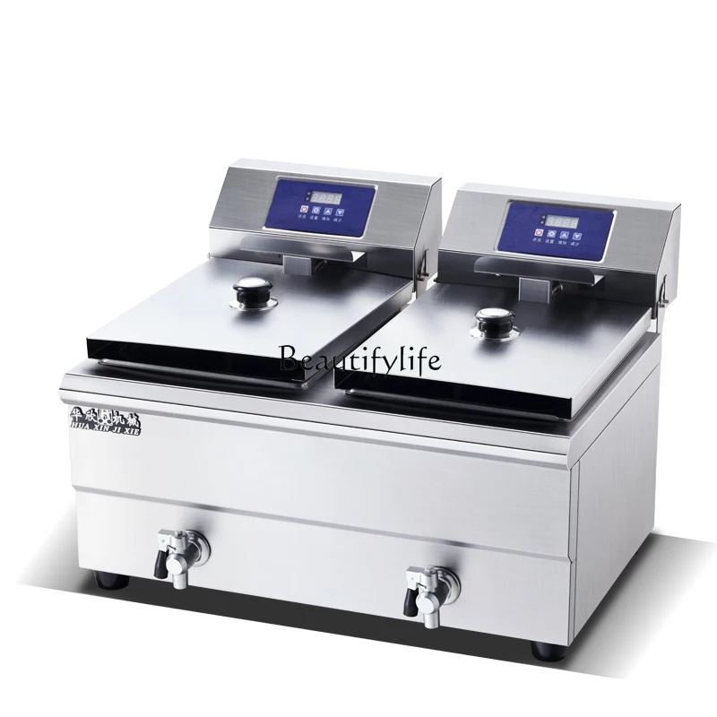 Commercial electric fryer intelligent temperature control single and double pot cylinder multi-function high power small desktop