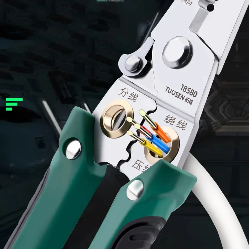7 In 1 Electrician Pliers Wire Stripper Iron Copper Cable Cutter Wire Crimping Pliers Clamper Splitting Winding Electrician Tool