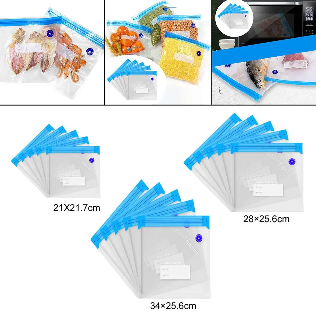 5 قطع قابلة لإعادة الاستخدام أكياس تخزين المواد الغذائية فراغ التعبئة والتغليف أكياس الغلق فراغ أكياس الفريزر