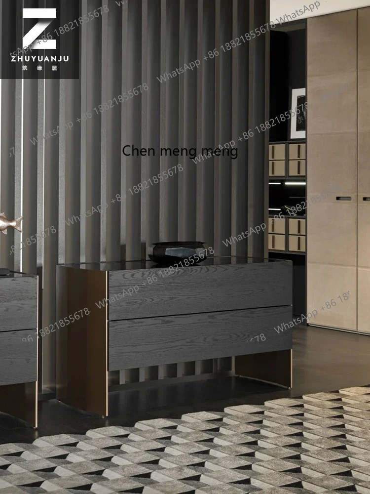 

Italian Minimalist Bedside Table Affordable Luxury Style Simple Post-Modern Bedroom Locker Storage