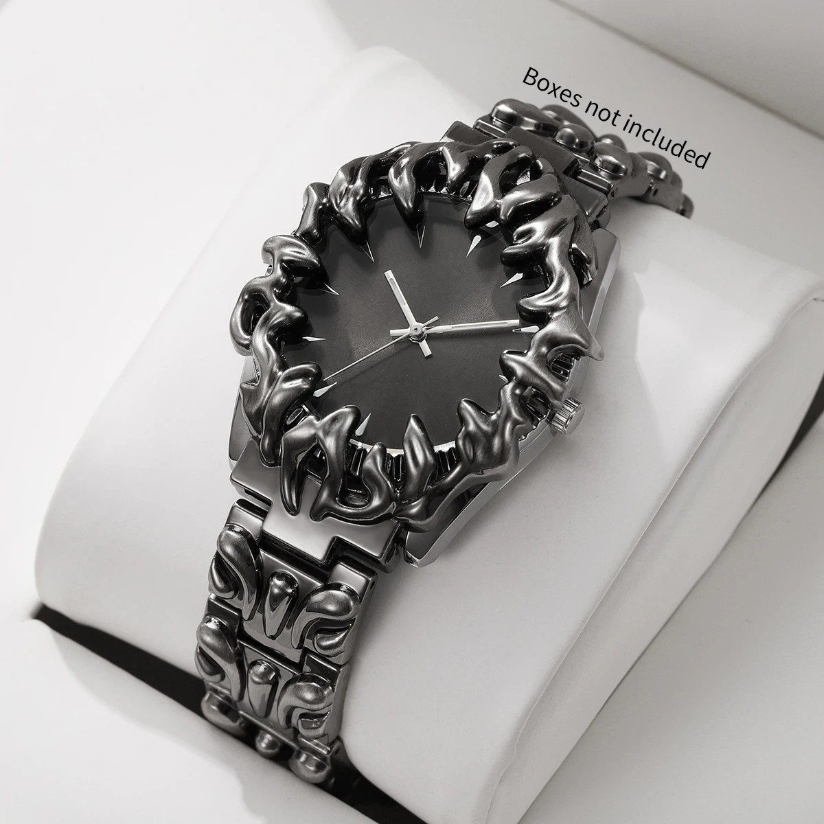 Gothic Claw Alabaster Men Quartz Watch Punk Stainless Steel Strap Black Dial Wristwatches Clock Relogio Masculino（Without Box）