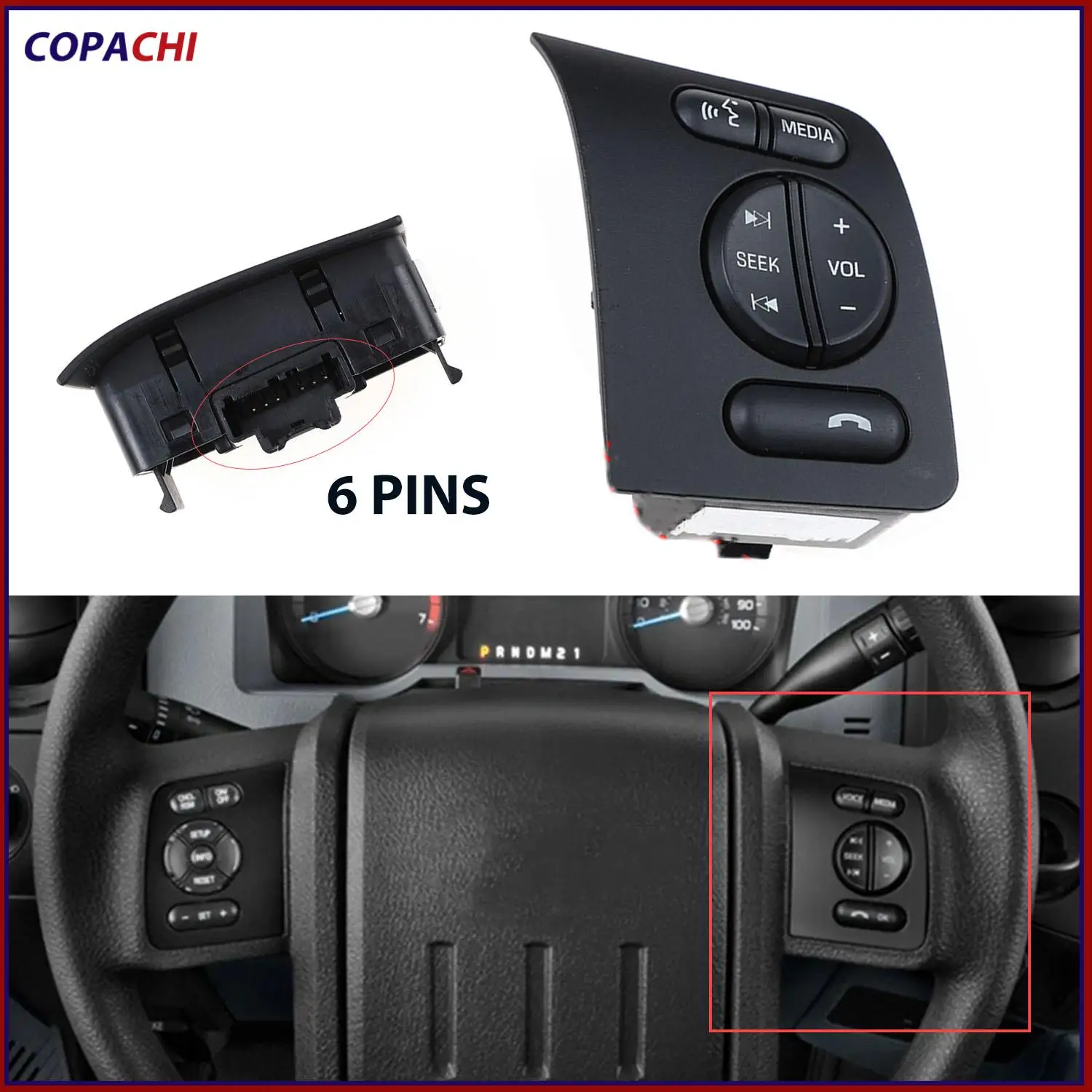 BC3Z-9C888-CA DC3T-9E740-BAW DC3T-9E740-CBW Auto Steering Wheel Switch Radio Buttons For Ford F-250 F-350 F-450 F-550 Super Duty