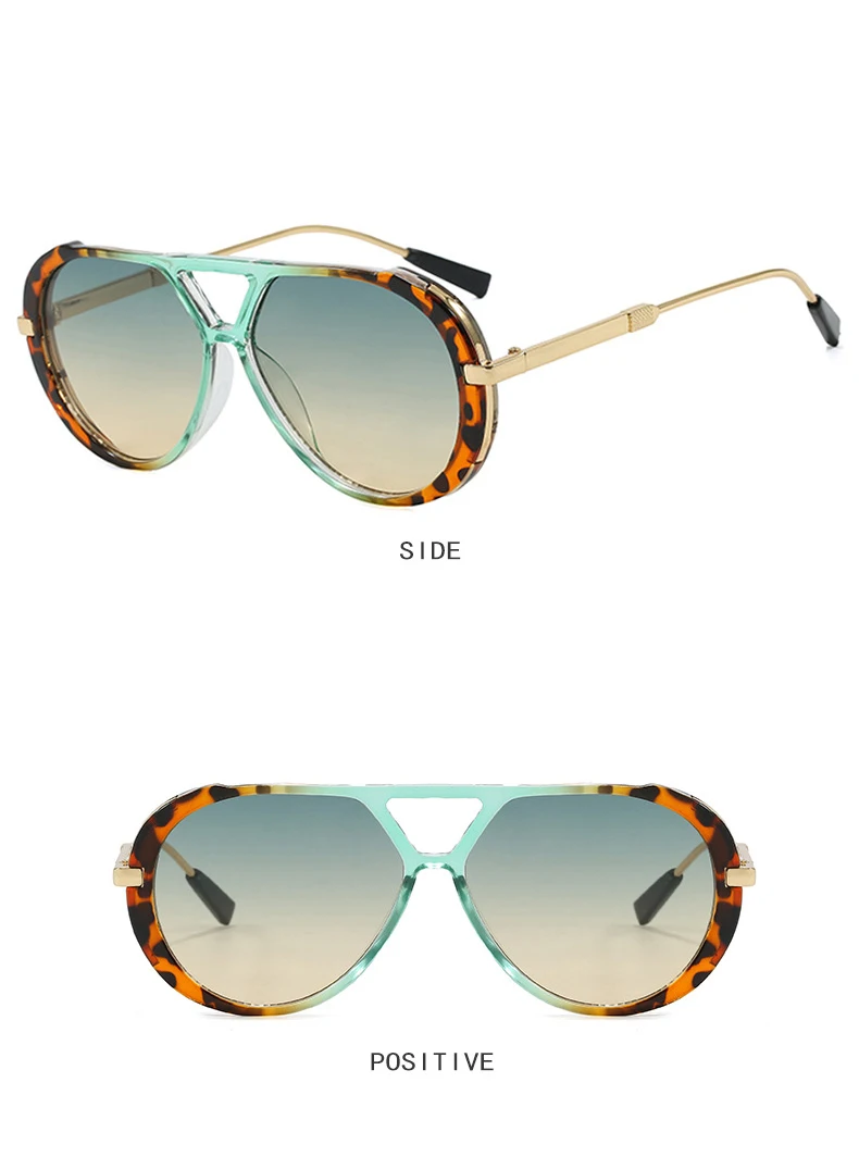 Große Piloten-Sonnenbrille im Punk-Stil für Damen, Metallrahmen, Leopardenmuster-Brille für Outdoor-Fahrten, übergroße Sonnenbrille für Herren – Detail 7