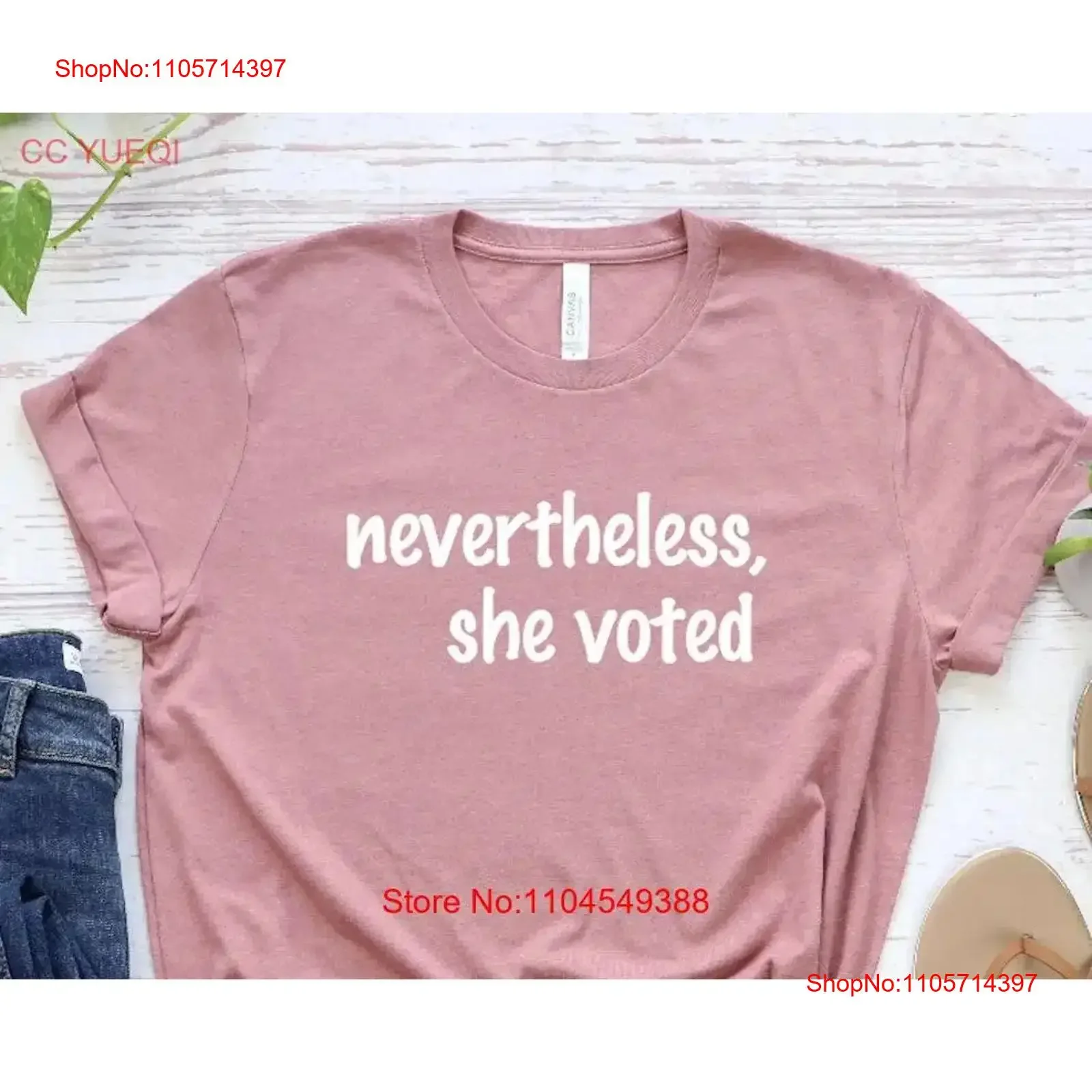 Nevertheless She Voted 2024 Election Voting T Shirt Vote Apparel vintage Washed Top For Everyday Wear Stretched Casual Soft