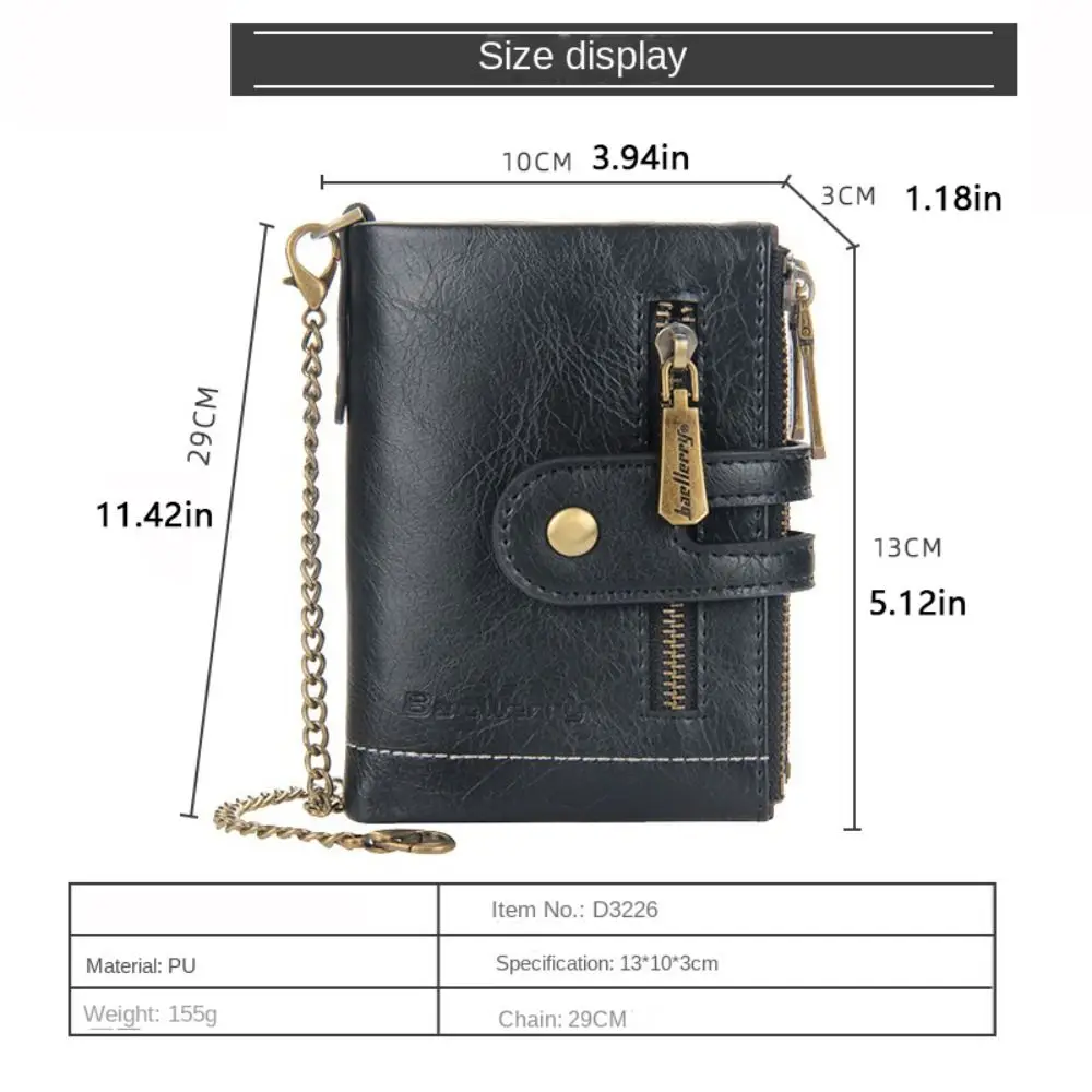 Simple Leather 3 Fold Wallets Solid Color Soft Anti-theft Cash Bag Card Bag Credit Card Case Pocket Purse Daily Use