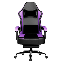 Gaming Chair with Pocket Spring Cushion and Footrest, Ergonomic Computer Chair for Adults, Breathable PU Leather Game Chair, Adj