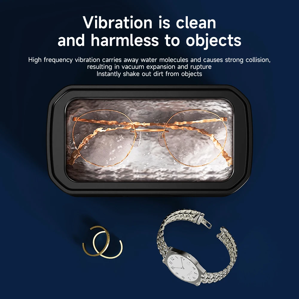 Ультразвуковой очиститель для очков, 650 мл, мини-высокочастотная вибрационная очистка для очков, ювелирных изделий, соска для протезов