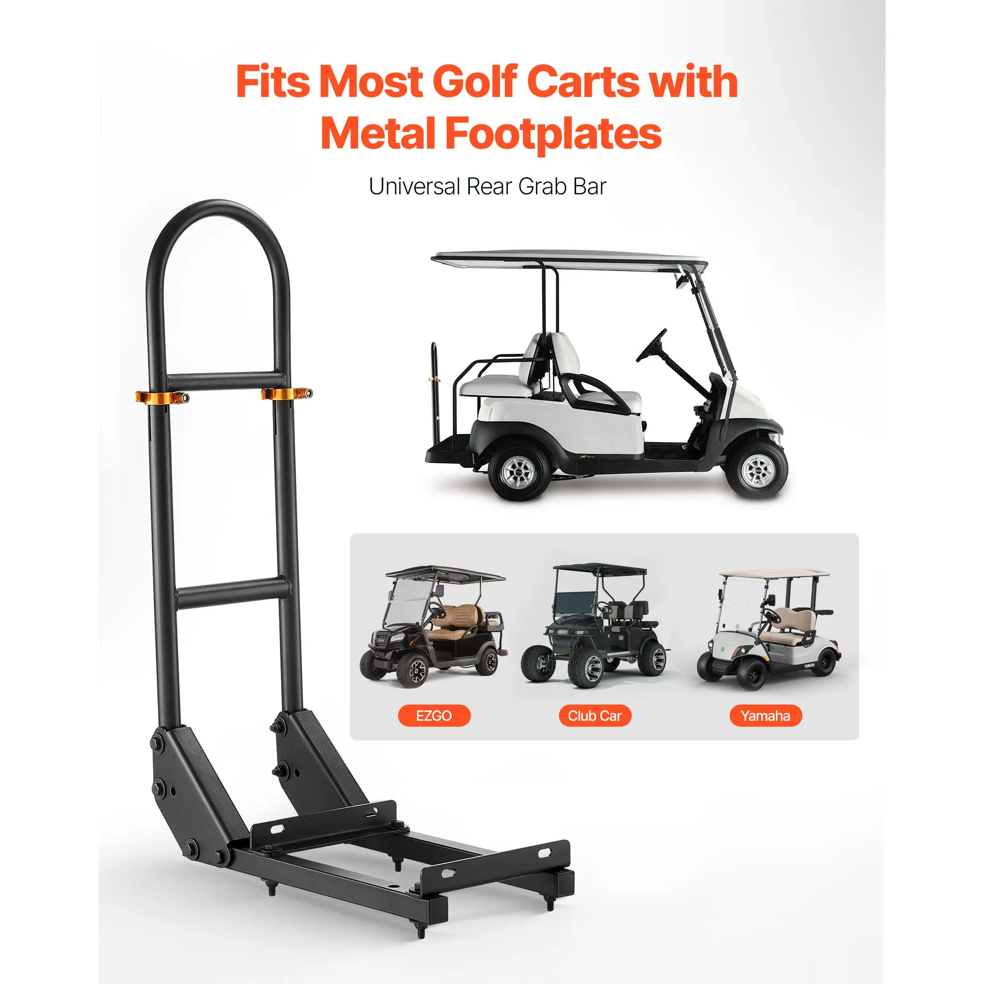 Golf Cart Grab Bar, 17.7 x 9.3 x 35.6 Inch, Compatible with Most Golf Carts with Metal Footplates, No Modification Needed, 27.5
