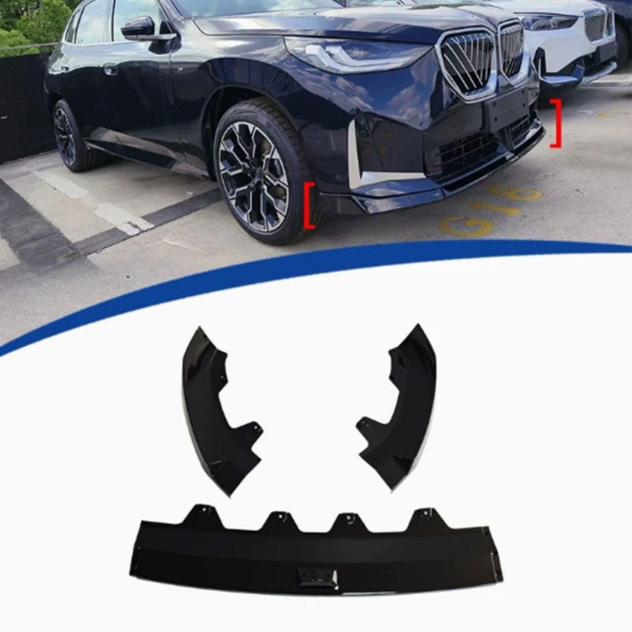 

For BMW X3 G45 2025+ Bright Black Spoiler Front Bumper Lip Diffuser Front lip Front Chin black Spoiler Upgrade Body Kit