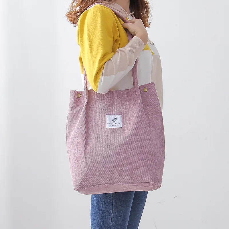 2022 new corduroy shoulder bag female Korean student canvas bag large capacity literature and art simple and versatile