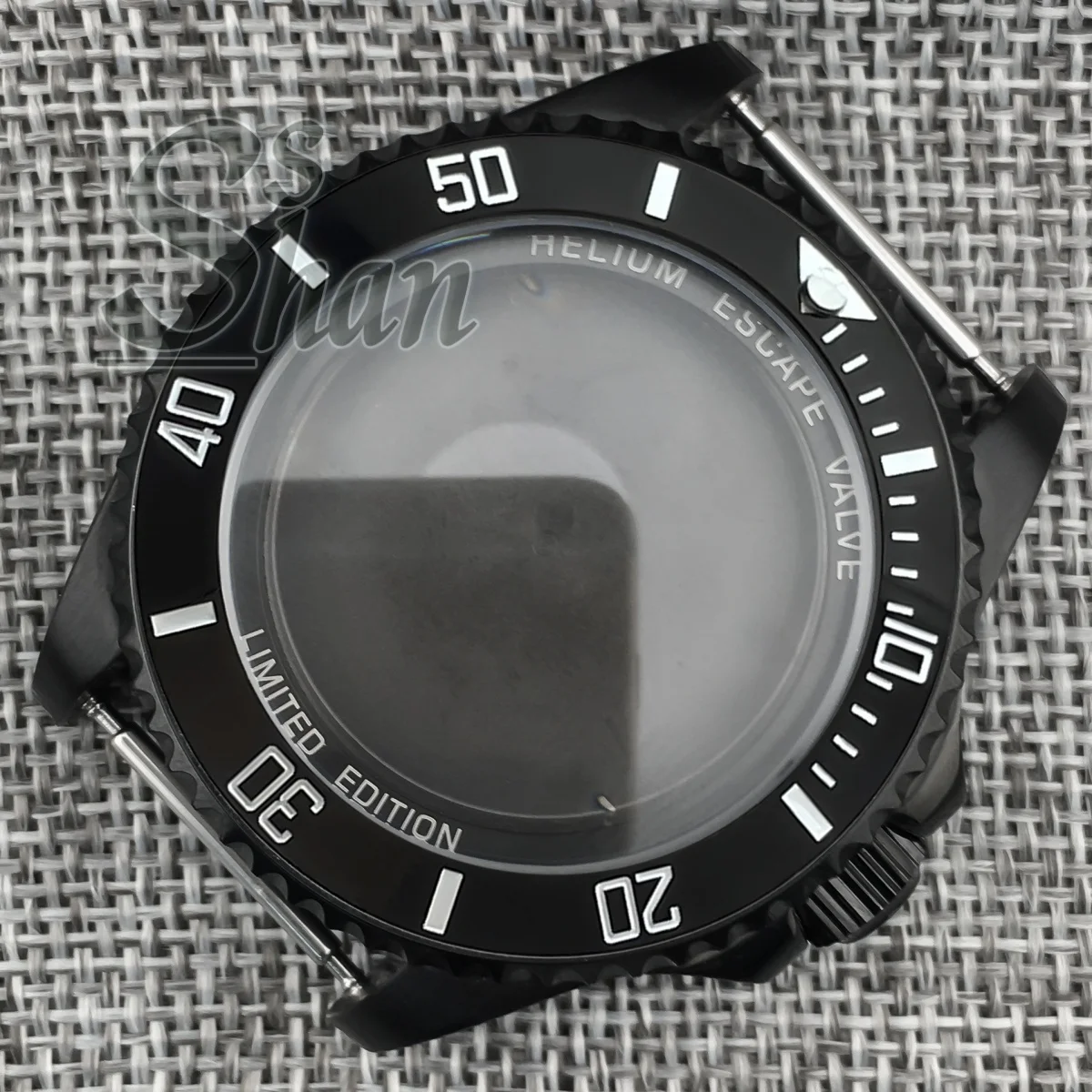 حافظة سوداء فريدة من نوعها للرجال مقاس 43 مم وإطار من السيراميك مناسبة لزجاج الياقوت NH34 NH35A NH36 4R35 4R36 NH39