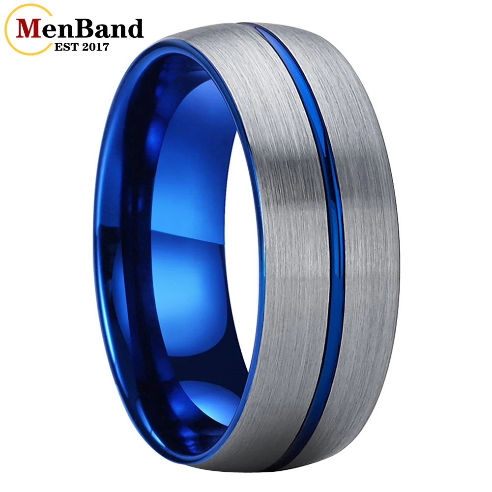 

MenBand Jewelry Fashion 8MM With Center Groove Dome Brushed Finish Men Women Tungsten Carbide Wedding Band Ring Comfort Fit