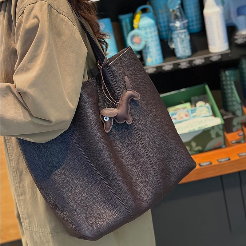 Women's Natural Cow Genuine Leather Handbags Female Top-grain Leather Crossbody Bag Ladies Multiple Large Capacity Shoulder Bags