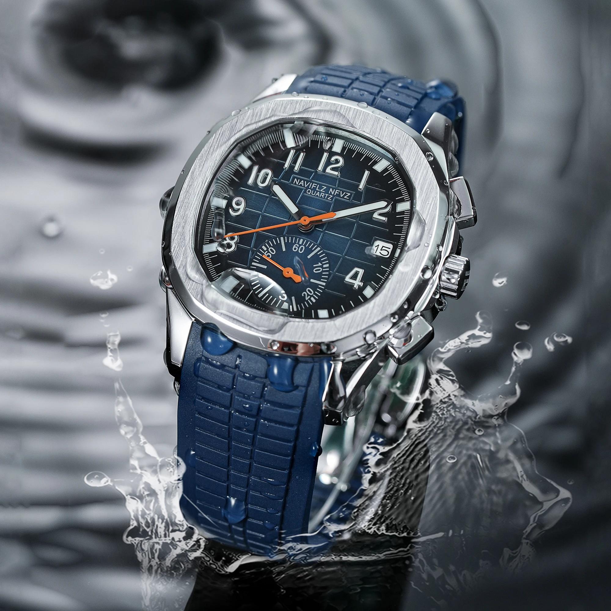 

Новые мужские кварцевые часы NAVIFLZ NFVZ 2025 года класса люкс с каучуковым ремешком, светящиеся, спортивные, повседневные, водонепроницаемые