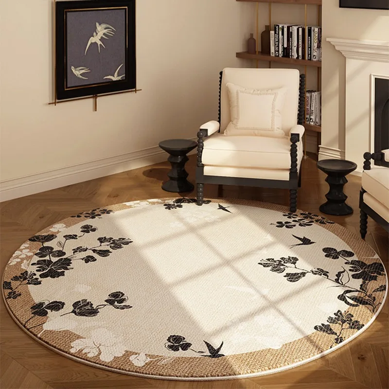 Living Room Carpet Comfortable Loop Pile Floor Mat Green Bedroom Carpets High-end Vintage-style Round Rug Home Decoration Rugs