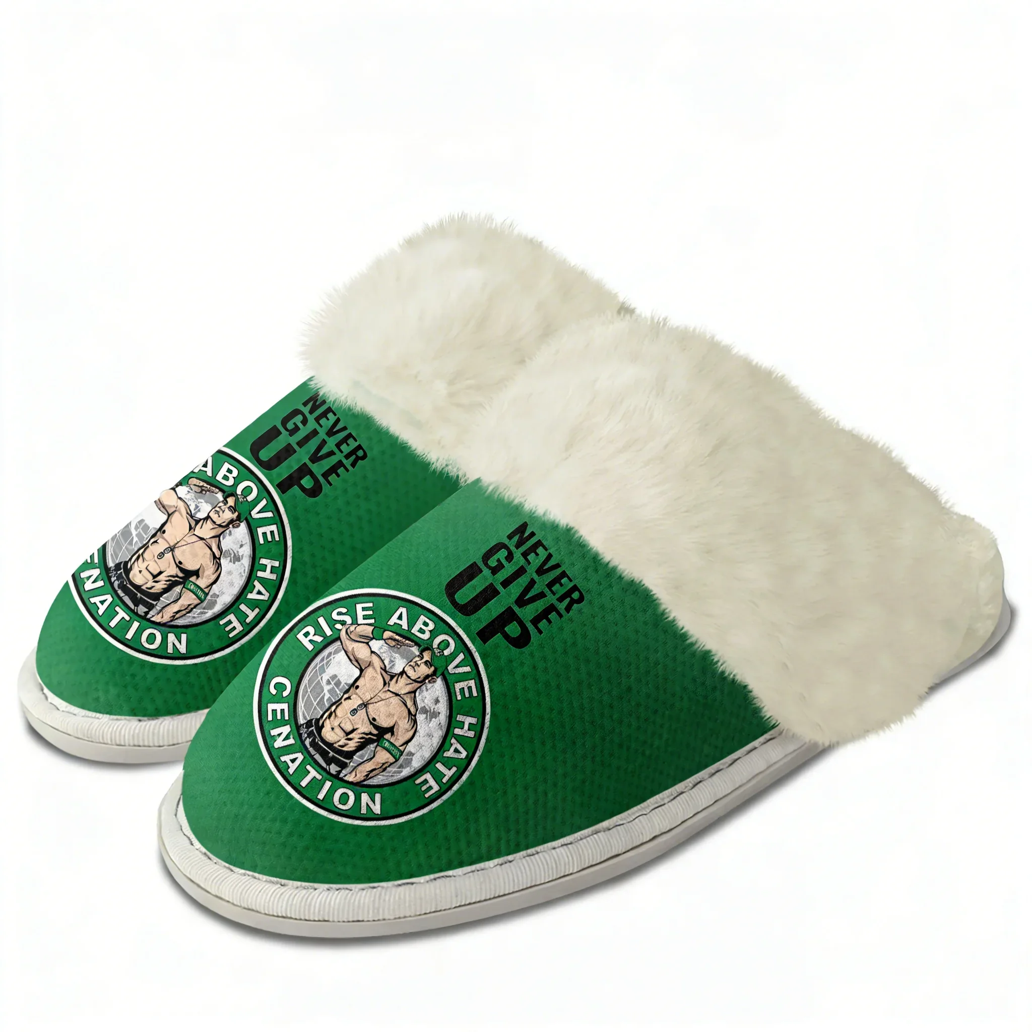 

John Cena 20 Years Never Give Slippers Keep Warm Shoes Mens Womens Breathable Home Cotton Thermal Lightweight Slipper