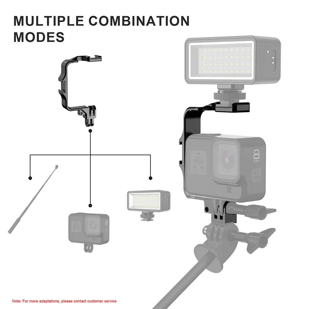 Aluminium Action Kamera Live Vlog Halterung Kalte Schuh Lichter Halterung für Gopro 13 12 11 10 DJI Action 5 Pro Cage Rig Schutzrahmen – Detail 3