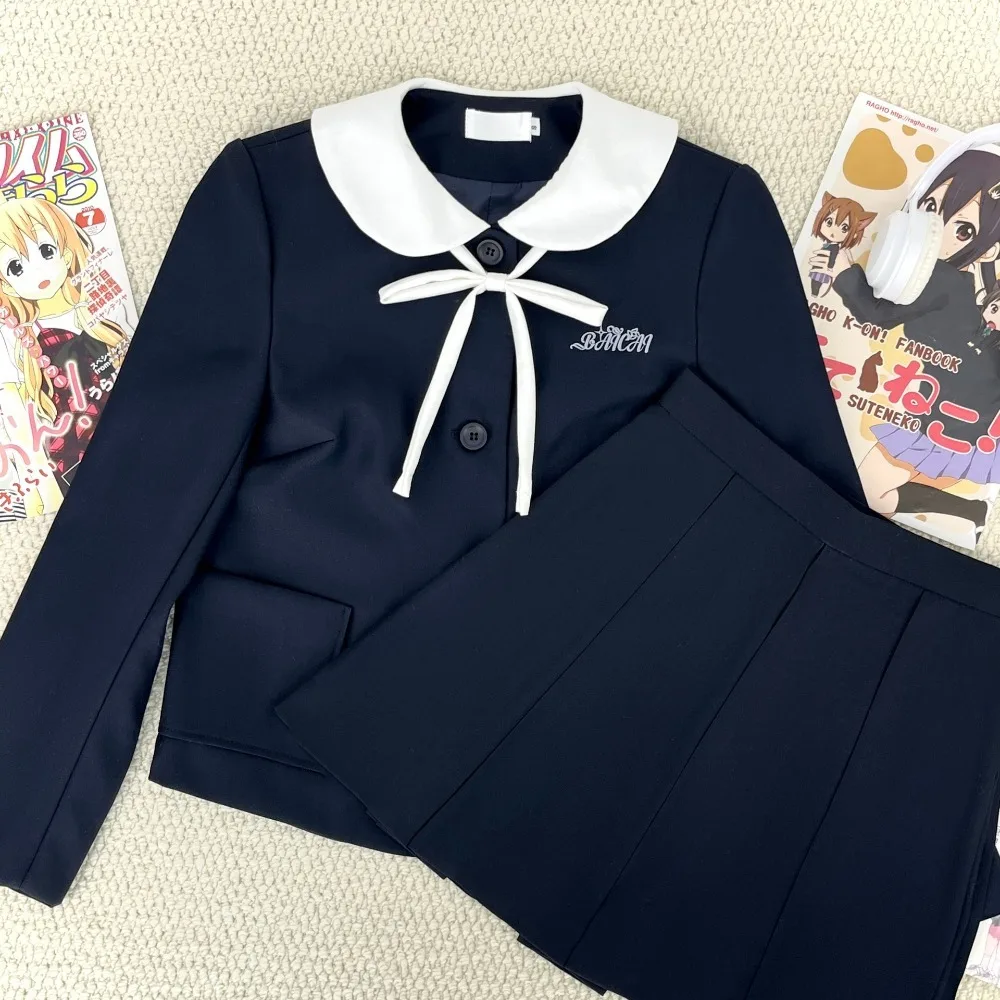 Elegant Japanese Doll Collar JK Uniform Jacket, Embroidery Crew Neck Suit School Uniform for Graduation Photo Campus Daily Wear - view 4