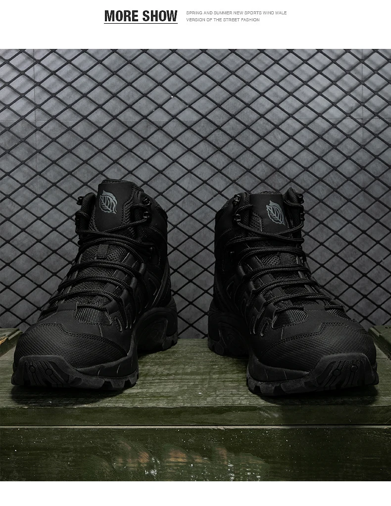 Taktische Herrenstiefel, wasserdichte Outdoor-Arbeits- und Jagdstiefel, ultraleichte, schnelltrocknende, rutschfeste Camping- und Armee-Stiefel mit Schnürung. – Detail 21