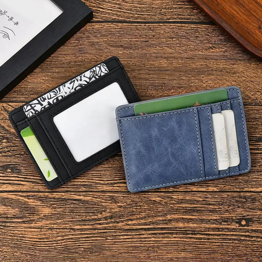 Slim Card Holder Minimalist Credit Card Holder with ID Window Multiple Card Slots Pocket Wallet for Business Cards Bank Cards