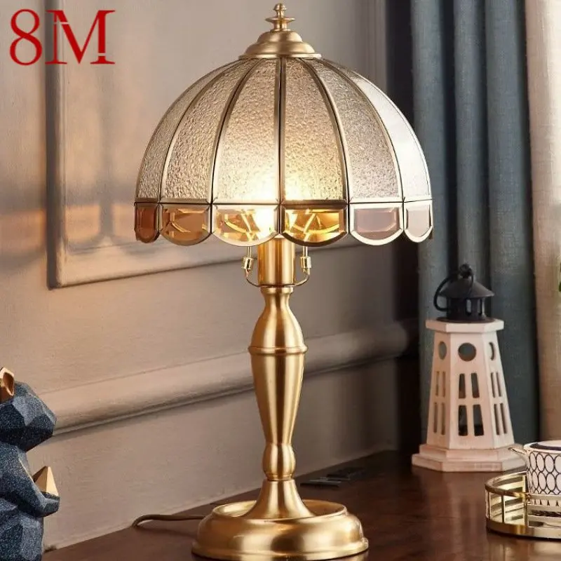 

8M Modern Brass Table Lamp LED Vintage Creative Gold Luxury Glass Copper Desk Light For Home Living Room Study Bedroom