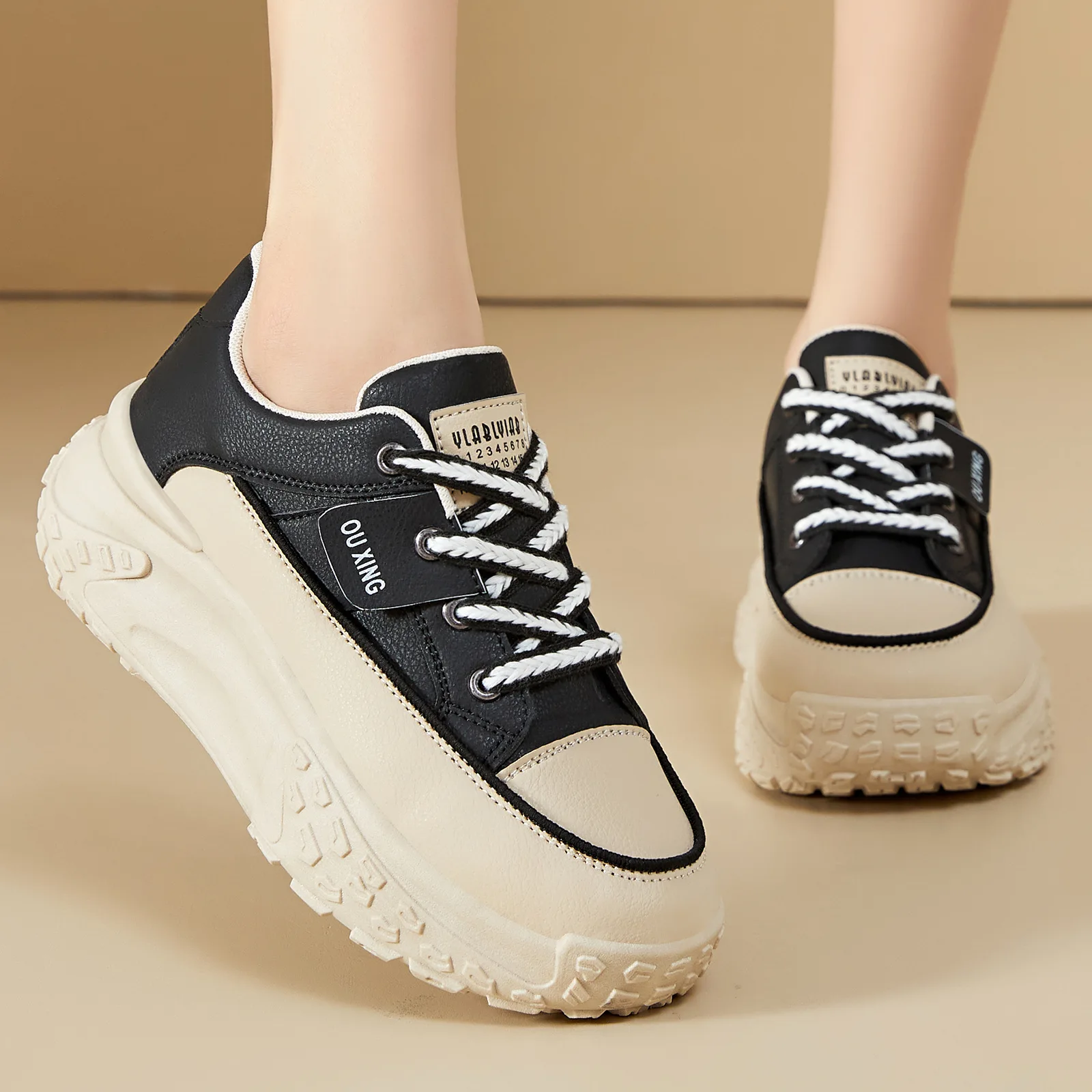 

Women's casual shoes, thick-soled height-increasing shoes, versatile women's shoes with tire soles, comfortable white sneakers