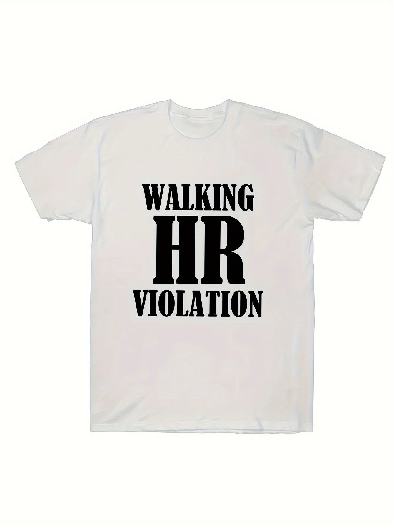 Mens Funny Graphic T-Shirt - Walking Hr Violation Theme, Summer Casual Streetwear Top, Ideal for Outdoor Activities