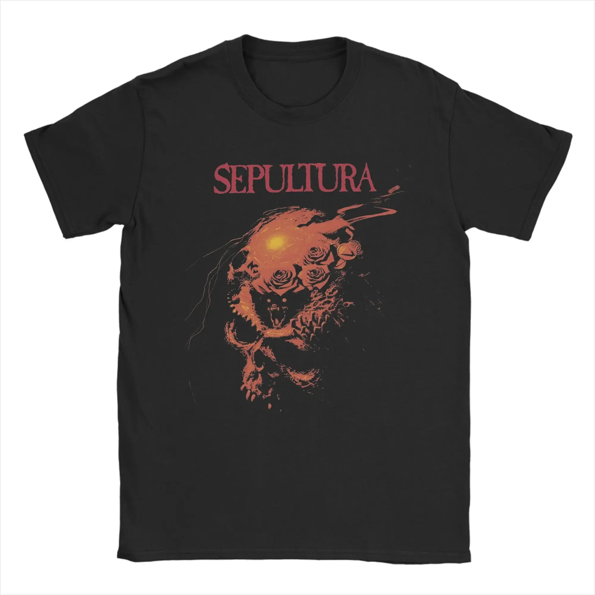 

Funny Skull Graphic Men's Cotton T-Shirt Short Sleeve Round Neck Metal Concert