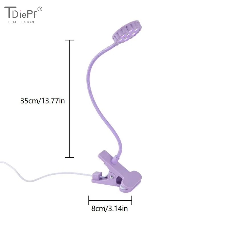 1 個の UV ライトネイルドライヤー 6W 360 °   LED クリップネイルランプ柔軟なデスク UV ライトジェルポリッシュ用サロン家庭用日常使用