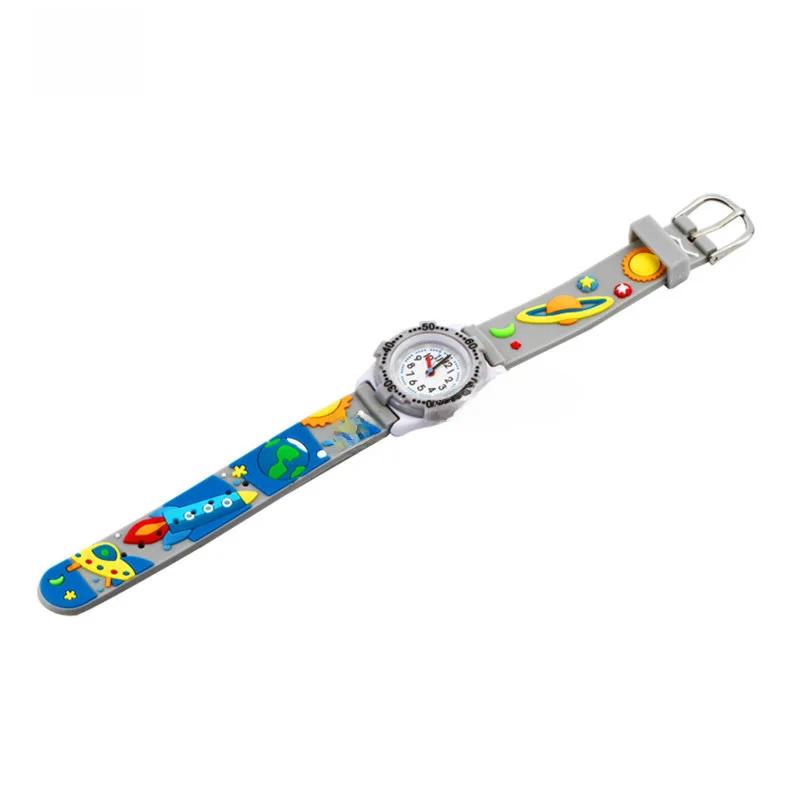 Orologio per bambini dei cartoni animati orologio al quarzo con puntatore rotondo semplice Space3dStudent orologio impermeabile con cinturino in plastica