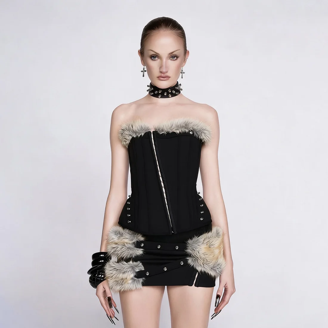 

2026 Spring and Summer New Sleeveless Tube Top Waist Personalized Top Design Waist Seal Solid Color Skirt