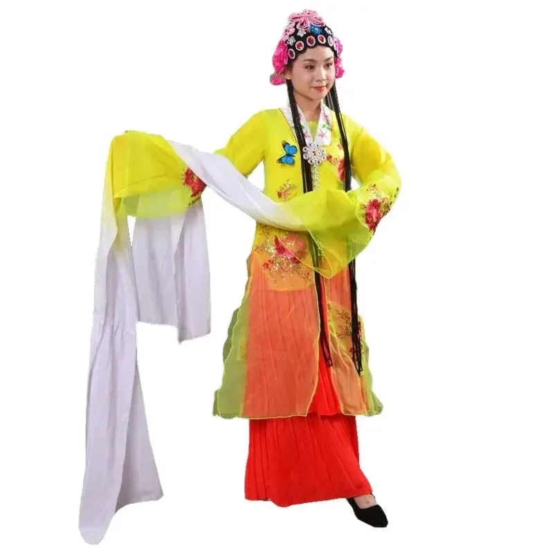 فستان رقص شعبي صيني بأكمام طويلة، زي قديم، ملابس نسائية للمسرح، رداء ملابس أوبرا بكين التقليدية