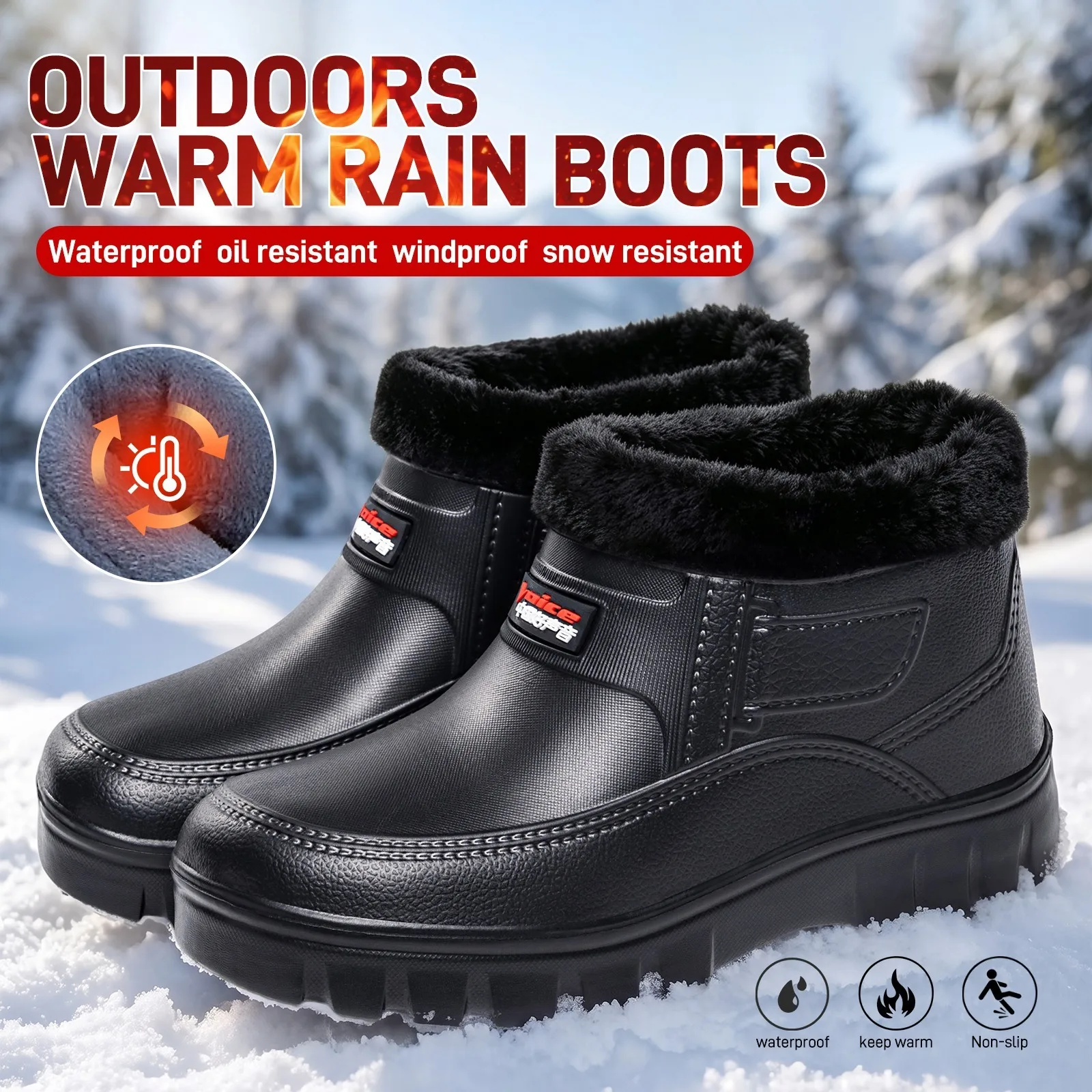 Cotton shoes men's winter new item plus plus plus plush thick outdoor snow boots