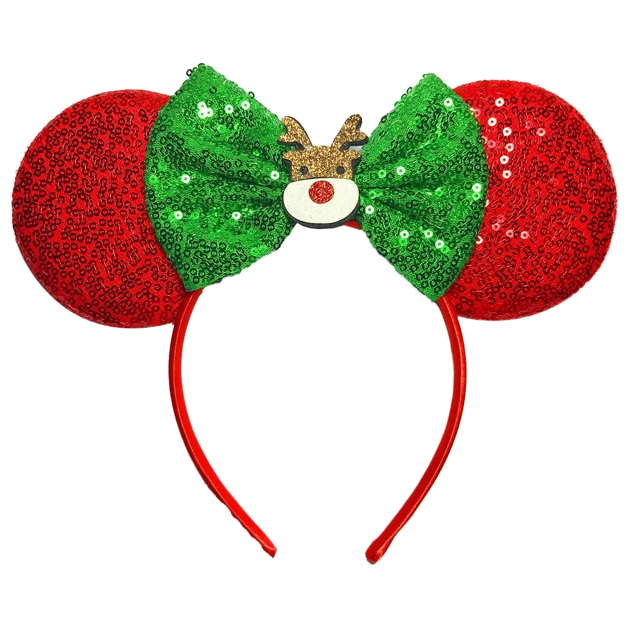 Ziming 9.5 CM New Christmas Cute Hairband Sequins Bows Mouse Ears Headband Kids Festival Party Cosplay Headband