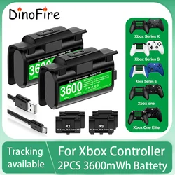 DinoFire do Xbox Series X/S i Xbox One Bateria Xbox One z kablem ładującym 2 PCS Akumulator 3600 mWh